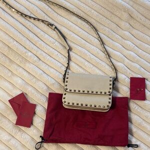 Valentino Cream Rockstud Crossbody Bag